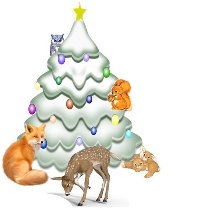 christmastree with wild animals