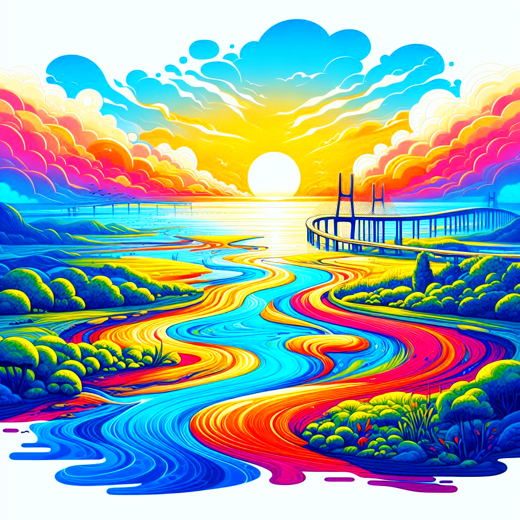 bright vibrant colored estuary