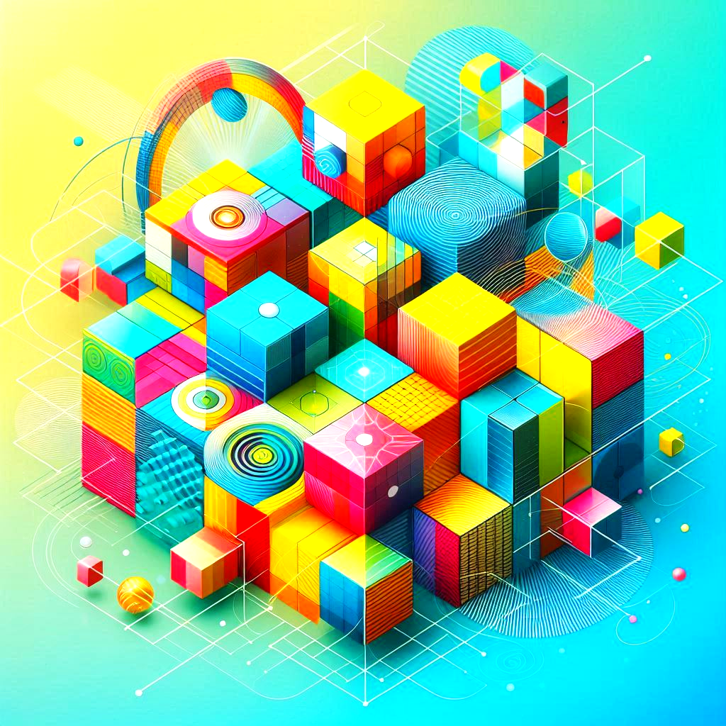 3D colorful quadrants and cubes