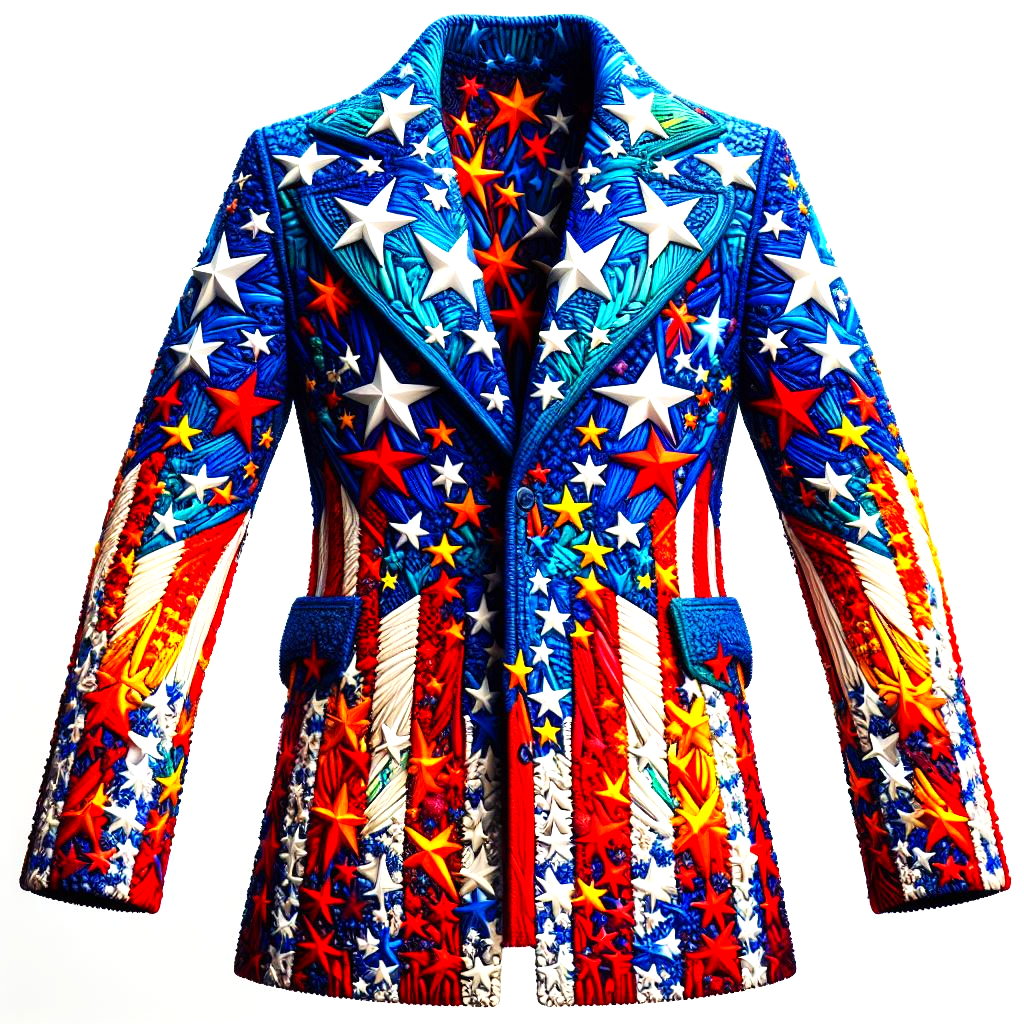 redwhite and blue stars and stripes coat