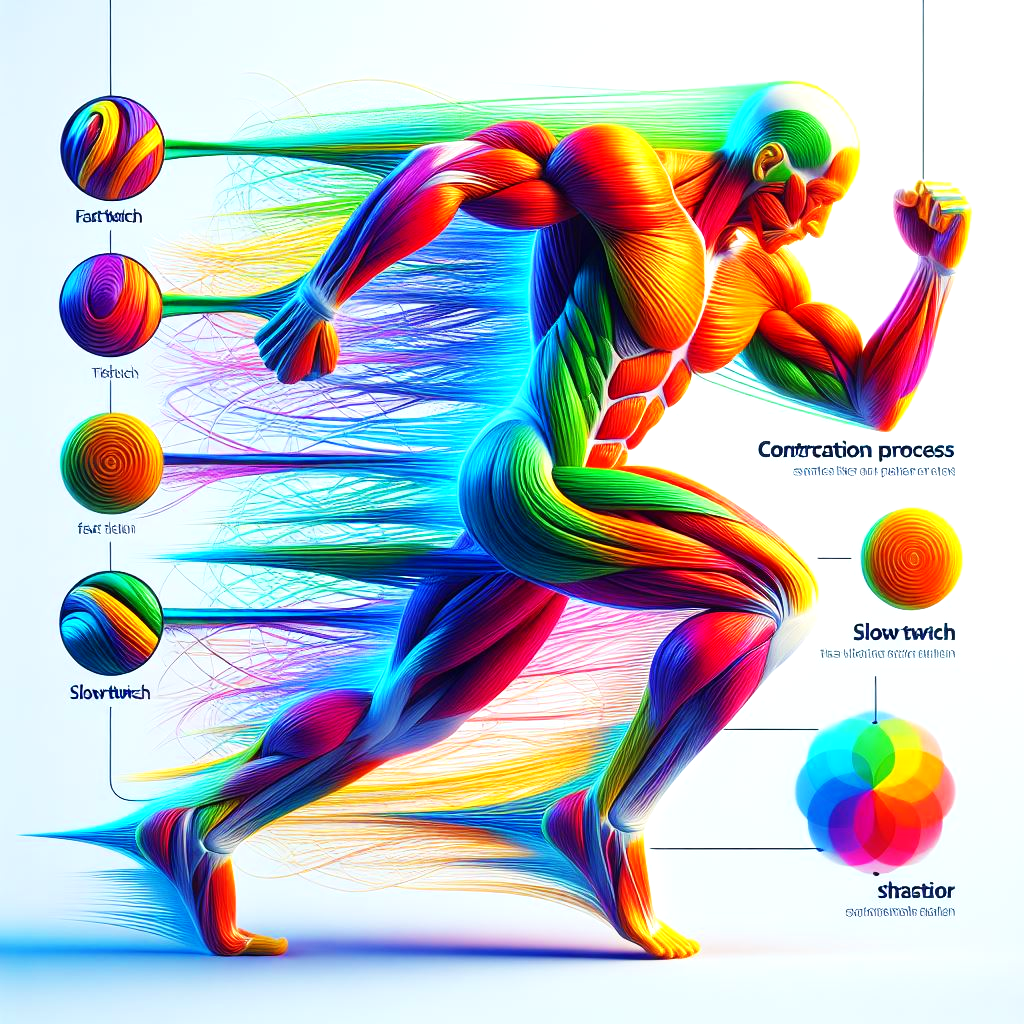 bright vibrant colorful depiction of muscle twitch of a running man