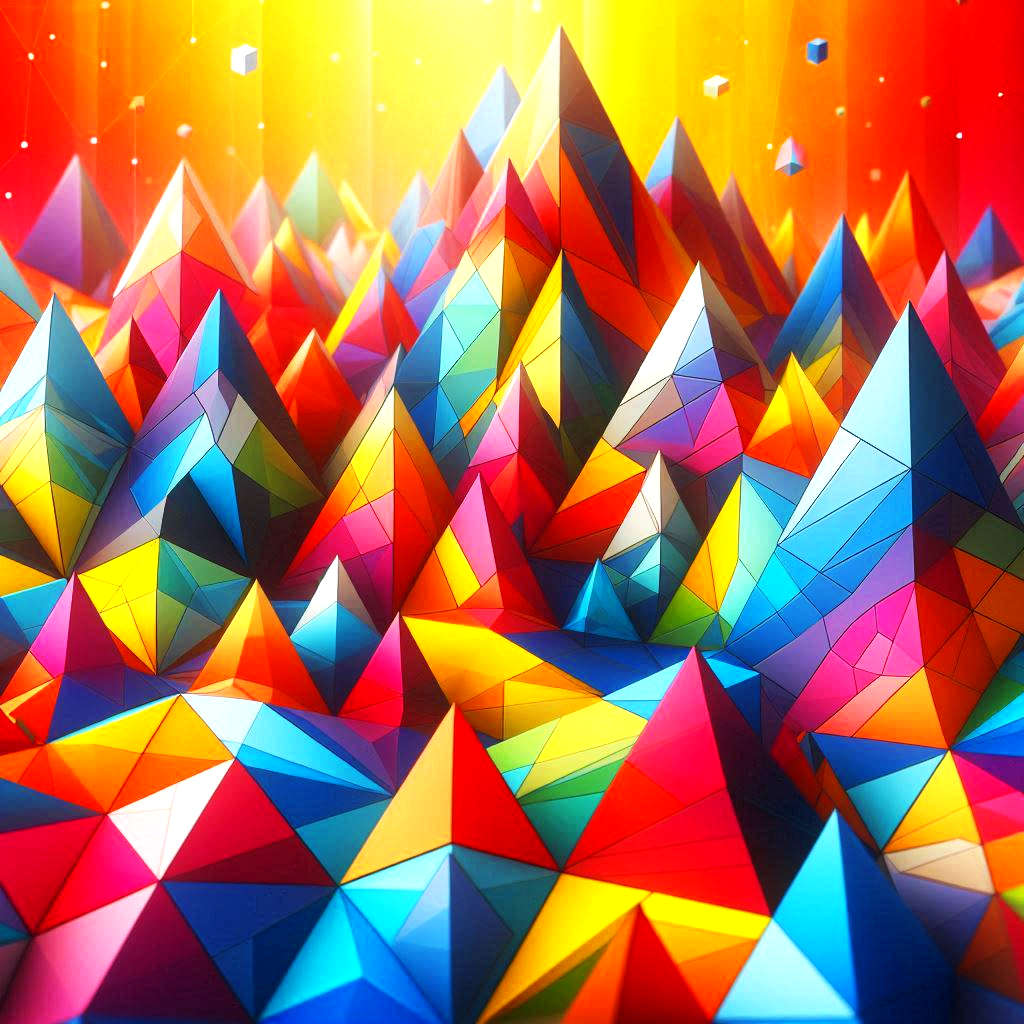 3D colorful triangles and pyramids