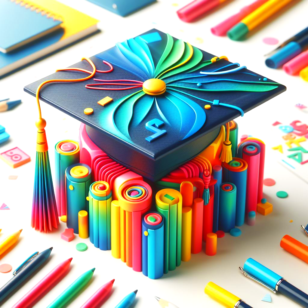 vibrantly colored high school graduation cap