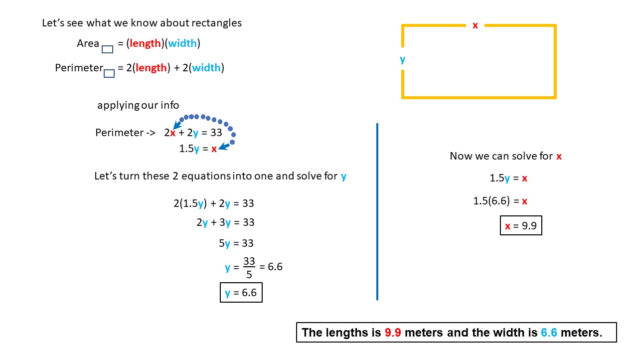 calculating length and width of room