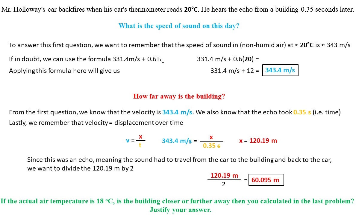 calculations to find Find Distance Based On Speed Of Sound & Air Temperature